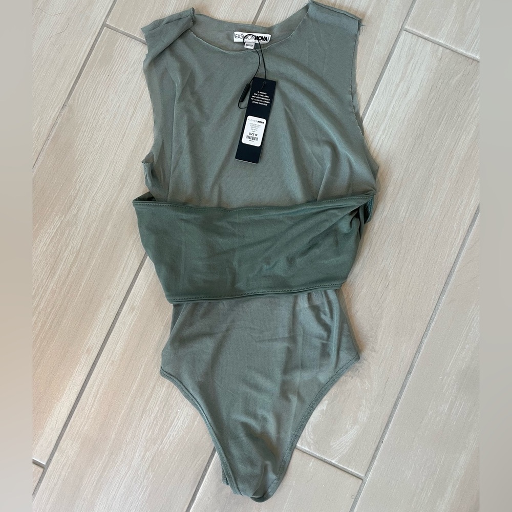 SOLD - Fashion Nova Sage Green Sleeveless Bodysuit
